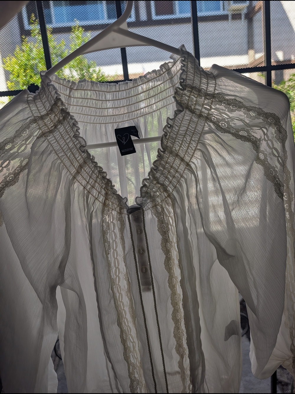 Bundle 3/$20 White Boho Peasant Blouse with Tassel Ties - Picture 7 of 8